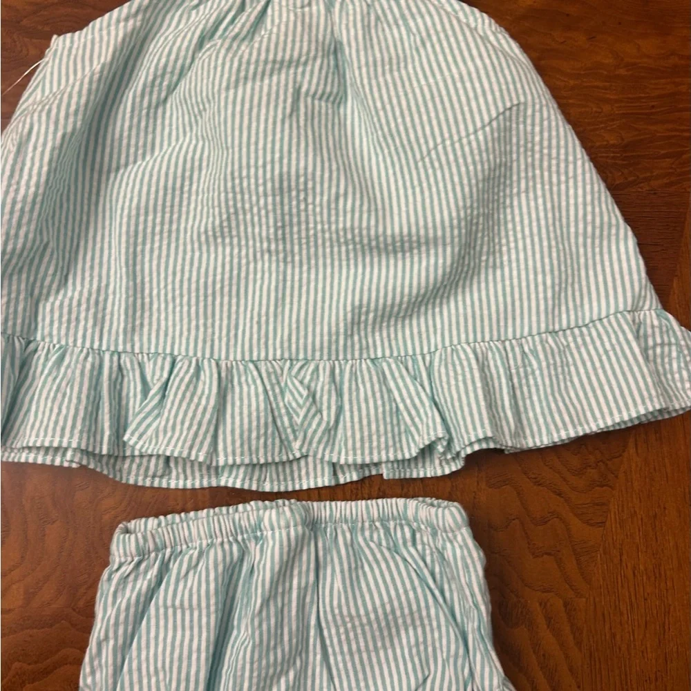 NWT-Starting Out Blue Striped Dress With Diaper Cover